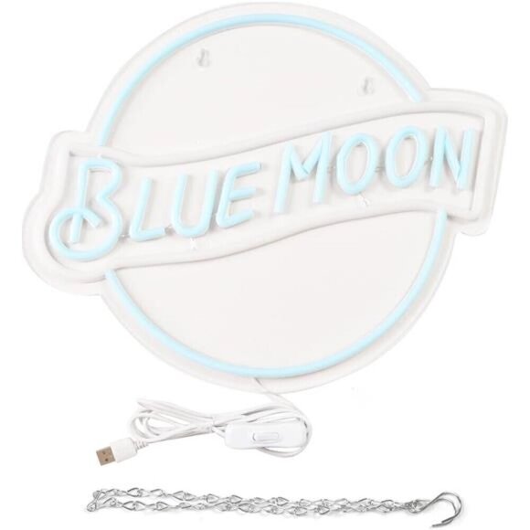 Blue Moon Beer Light LED Neon Sign Wall Decor Man Cave Restaurant Bar Party NEW - Picture 4 of 6